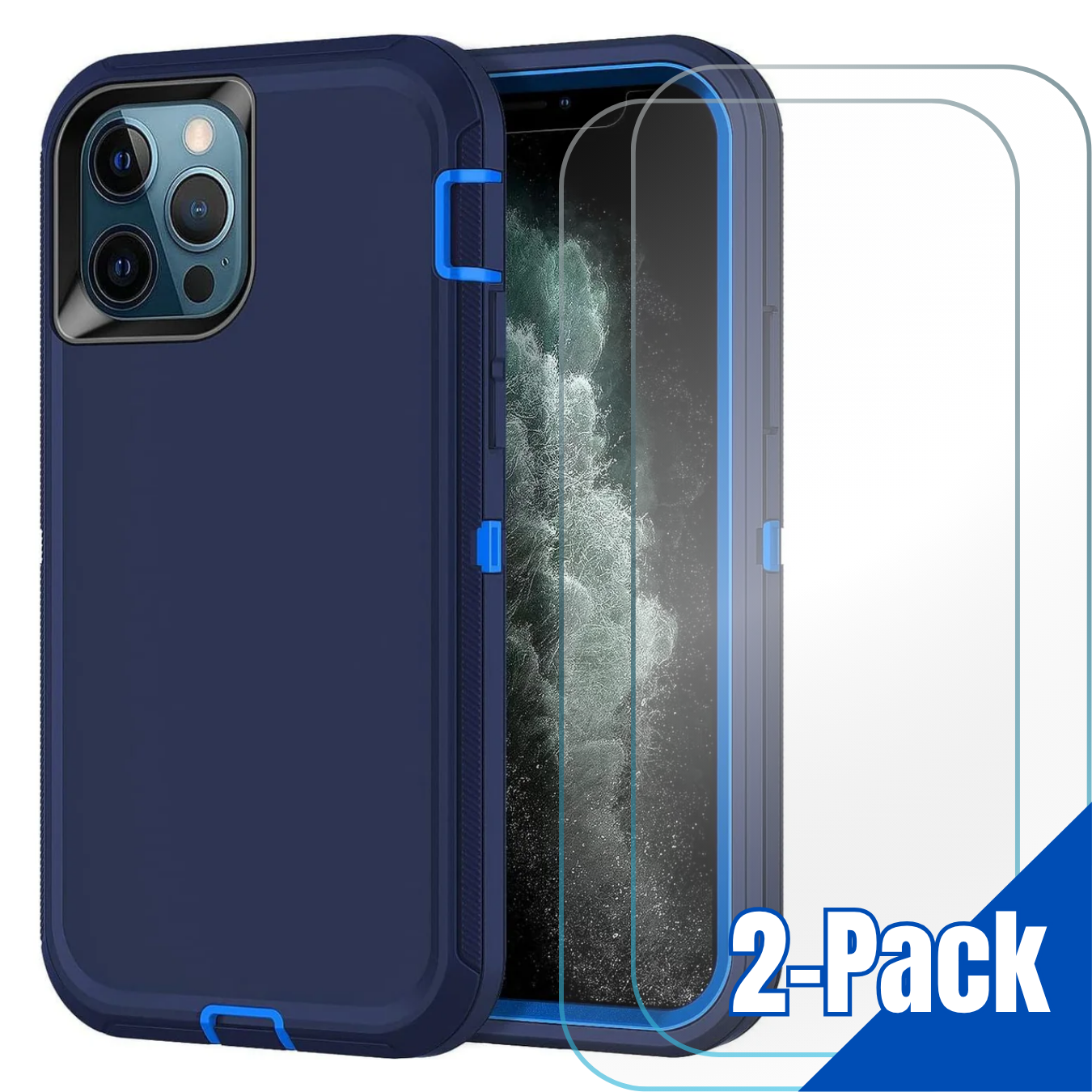 Entronix Bundle Compatible with iPhone 14 Pro Max - Heavy Duty Case & 2 Clear Screen Protectors