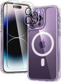 Entronix Bundle Compatible with iPhone 14 Pro Max - [Magnetic] Clear Case, 1 Clear Screen Protector & 1 Camera Lens Protectors