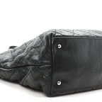 Glazed Calfskin Large On The Road Tote Black