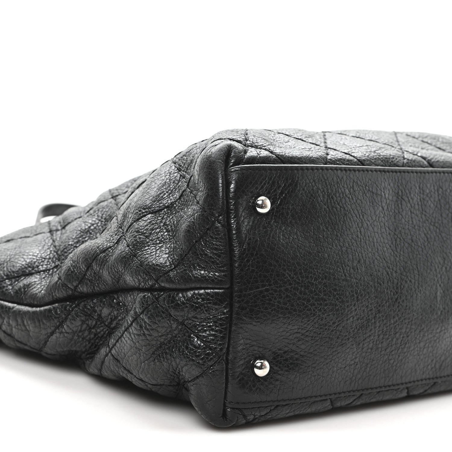 Glazed Calfskin Large On The Road Tote Black