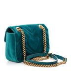 Velvet Matelasse Mini GG Marmont Shoulder Bag Pavone Cyan