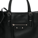 Grained Calfskin Papier Mini A4 Zip Around Tote Black