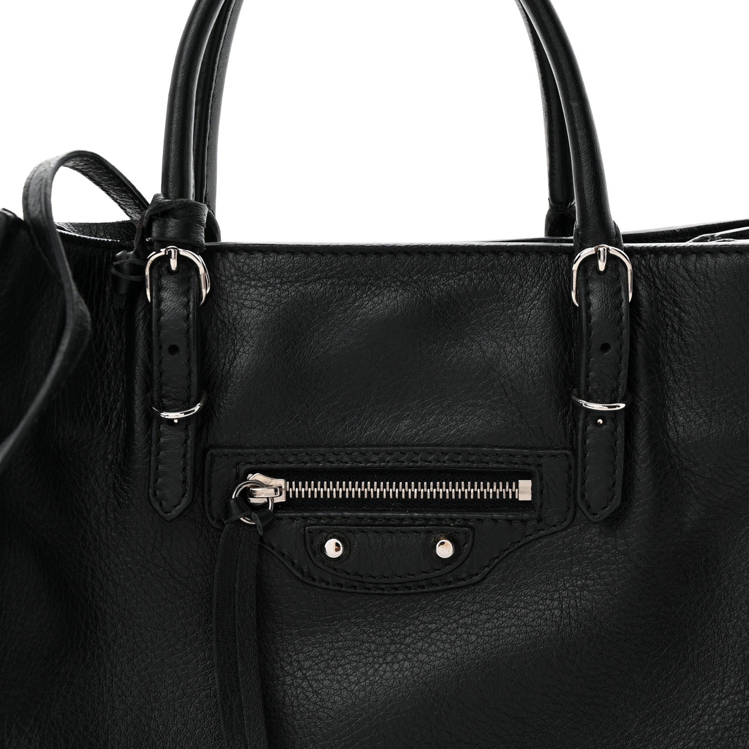 Grained Calfskin Papier Mini A4 Zip Around Tote Black