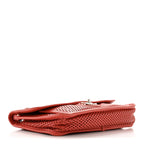 Perforated Calfskin Large Up In The Air Flap Red