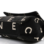 Canvas Quilted Letter Printed Flap Black