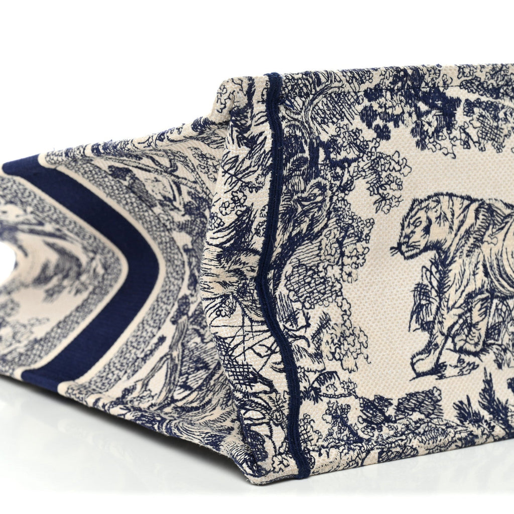 Canvas Embroidered Large Dioriviera Toile De Jouy Book Tote Blue