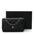Lambskin Quilted Wallet On Chain WOC Black