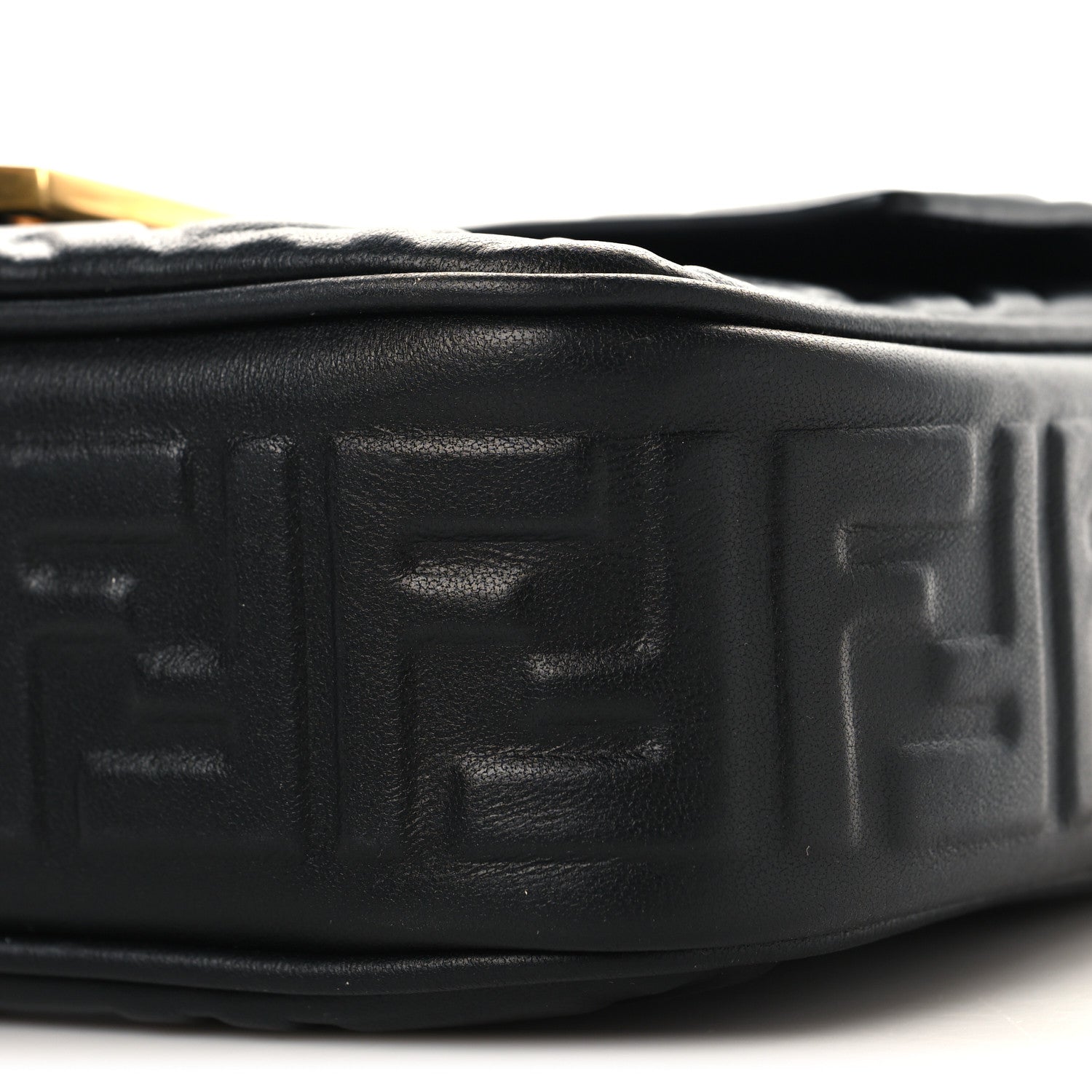 Nappa Small FF Embossed Midi Chain Baguette Black