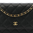Caviar Quilted Wallet on Chain WOC Black