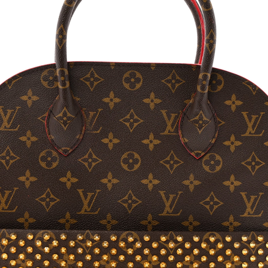 Monogram Calf Hair Spikes Iconoclasts Christian Louboutin Tote Red