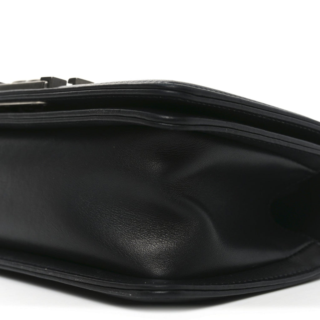 Lambskin Quilted Small Boy Flap Black