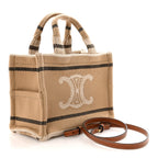 Canvas Calfskin Small Cabas Thais Beige Black White