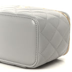 Lambskin Quilted Small Pearl Crush Vanity Case With Chain Grey
