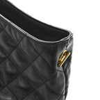Lambskin Quilted Maxi Icare Shopping Tote Black
