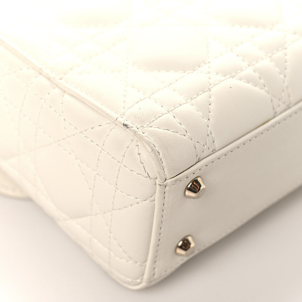 Lambskin Cannage Mini Lady Dior White