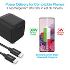 30W PD Wall Charger + USB-C to USB-C Cable 6ft