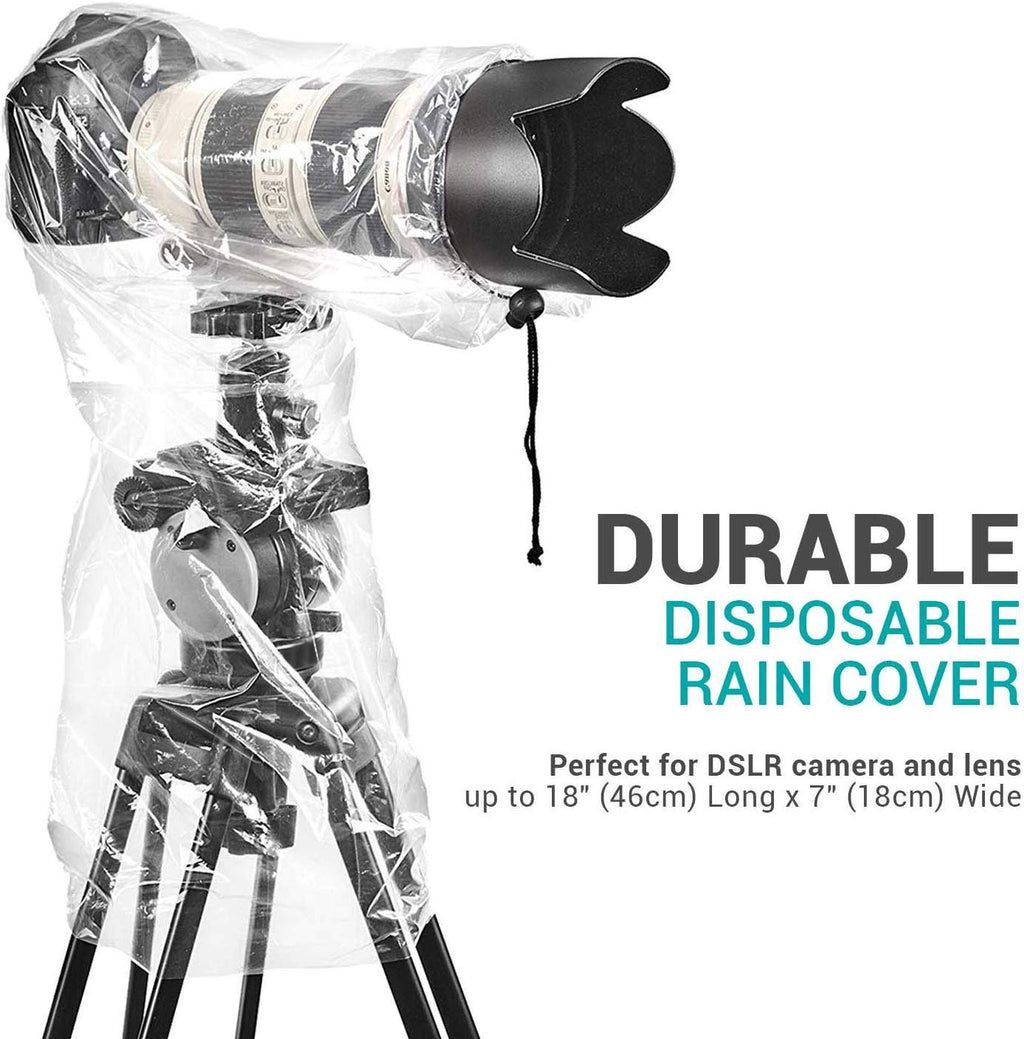 Movo (5 Pack) RC1 Clear Rain Cover for DSLR Camera & Lens up to 18 Long