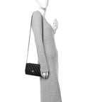 Lambskin Quilted Trendy CC Wallet On Chain WOC Black
