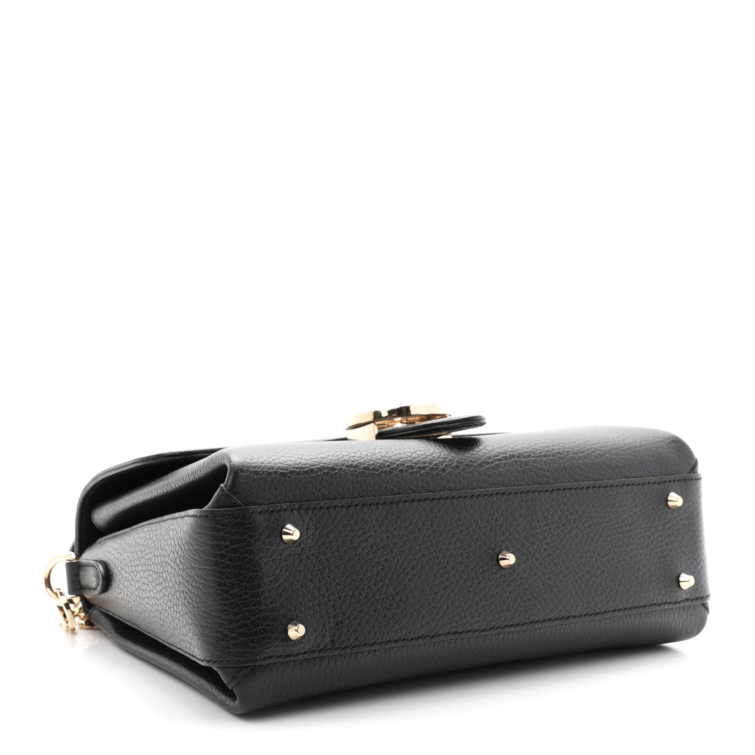 Dollar Calfskin Interlocking G Top Handle Shoulder Bag Black
