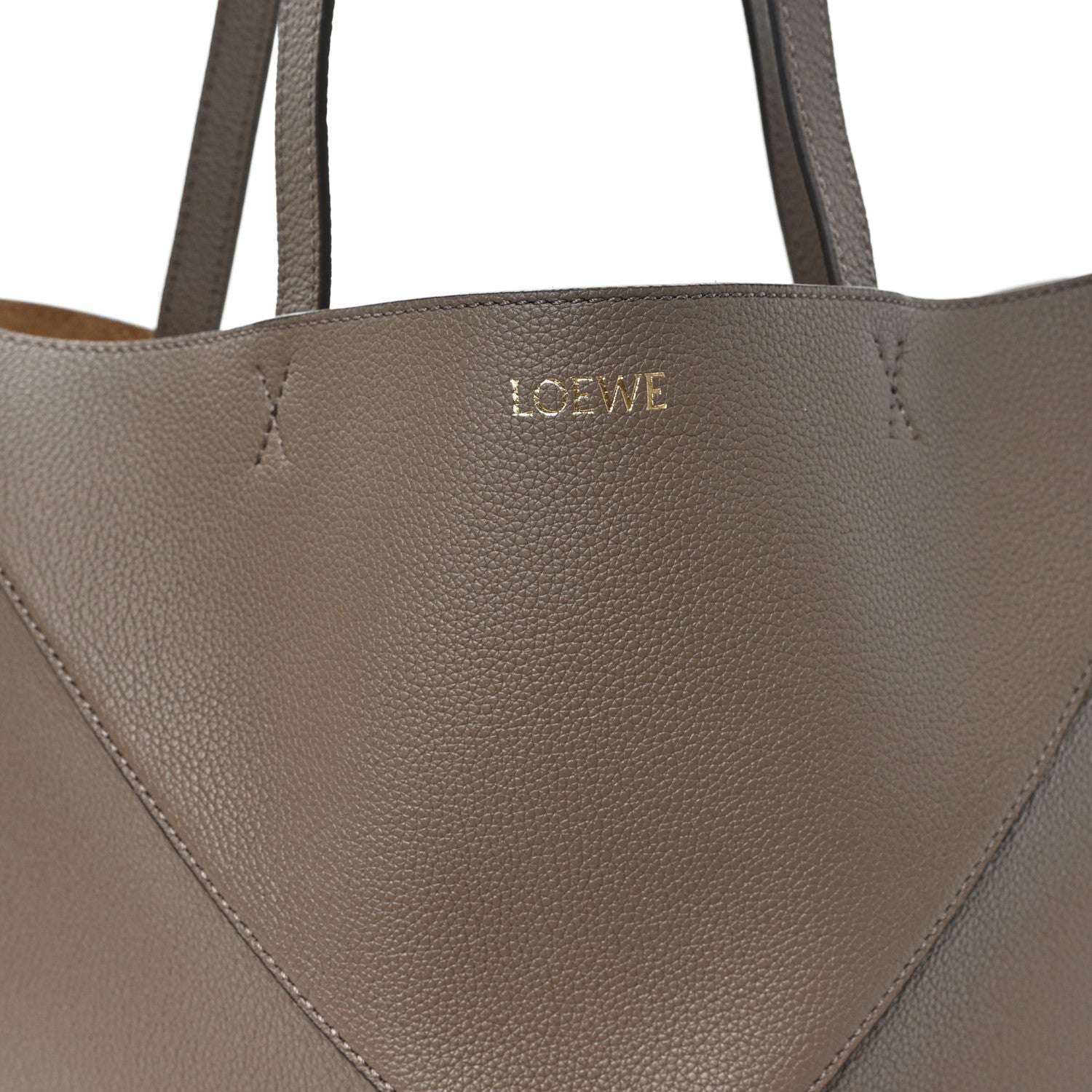 Grained Calfskin Medium Puzzle Fold Tote Taupe