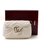Lambskin Matelasse Mini GG Marmont Shoulder Bag White