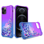 Shiny Flowing Glitter Liquid Bumper Case For Apple Iphone 12/Iphone 12 Pro In Purple