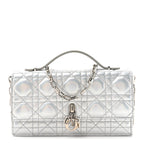 Iridescent Metallic Lambskin Cannage Mini My Dior Bag Silver