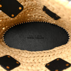 Raffia Calfskin Small Arco Basket Black
