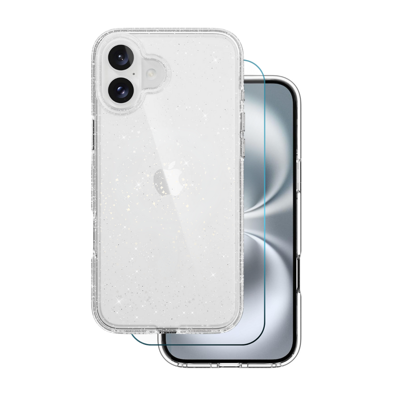 Entronix Bundle Compatible with iPhone 17 - [Hard] Glitter Clear Case & 1 Clear Screen Protector