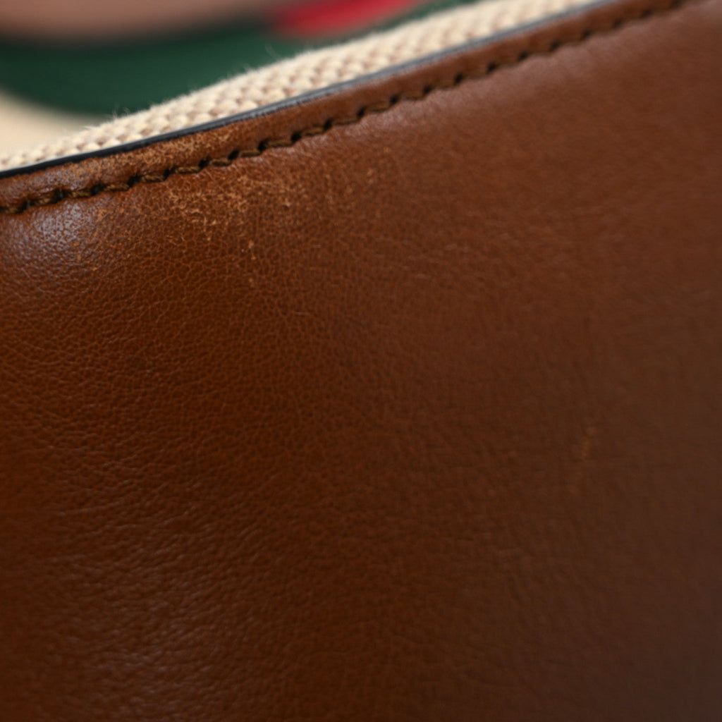 Vintage Canvas Web Shoulder Bag Sand Cuir