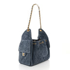 Suede Quilted Small Chanel 25 Handbag Blue