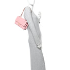 Caviar Quilted Medium Double Flap Pink