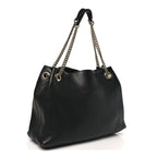 Pebbled Calfskin Medium Soho Chain Shoulder Bag Black
