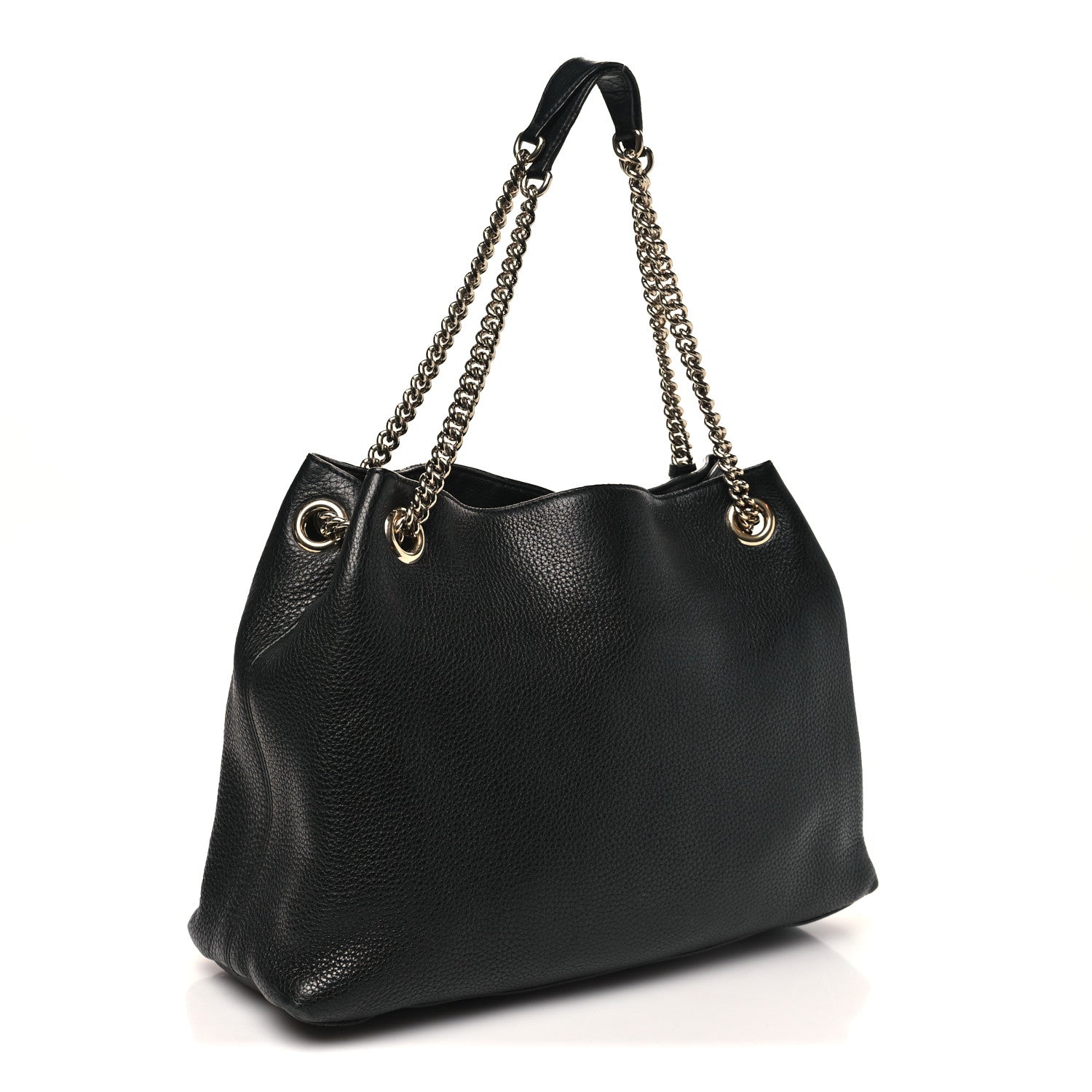 Pebbled Calfskin Medium Soho Chain Shoulder Bag Black
