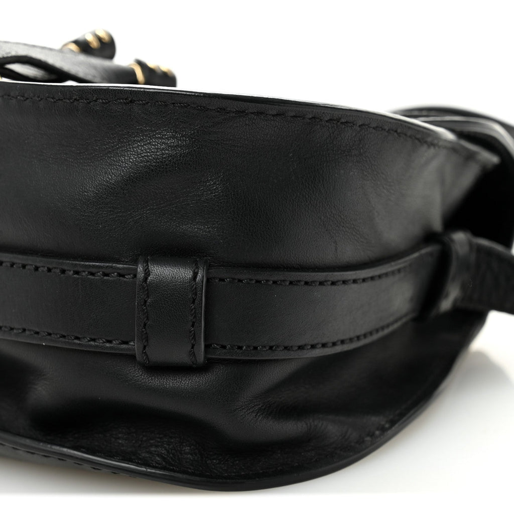 Calfskin Mini Marcie Metal Bar Trim Crossbody Bag Black