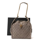 Suede Quilted Medium Chanel 25 Handbag Dark Grey