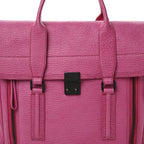 Textured Calfskin Large Pashli Satchel Bright Fuchsia