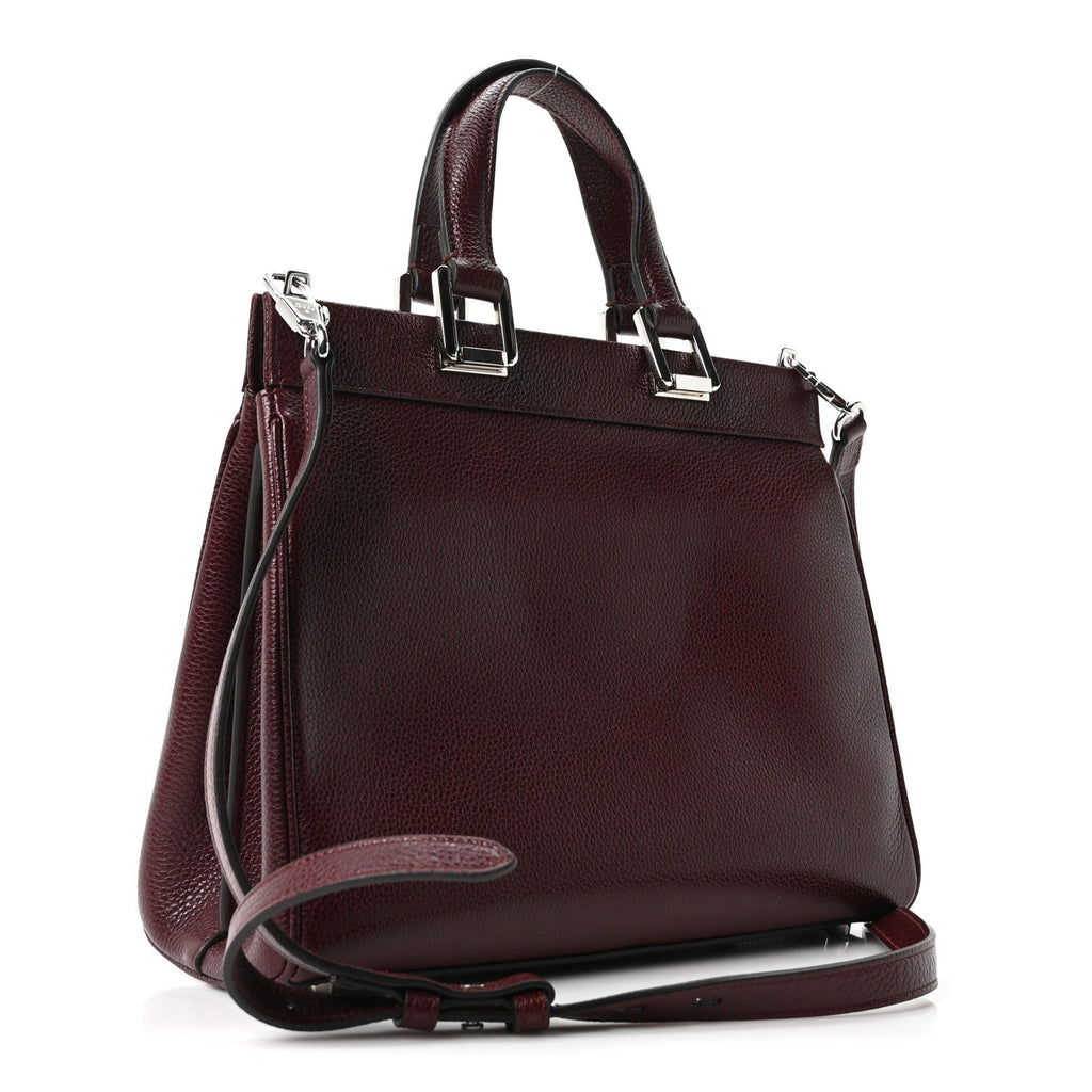 Grainy Calfskin Small Zumi Top Handle Bag Vintage Bordeaux