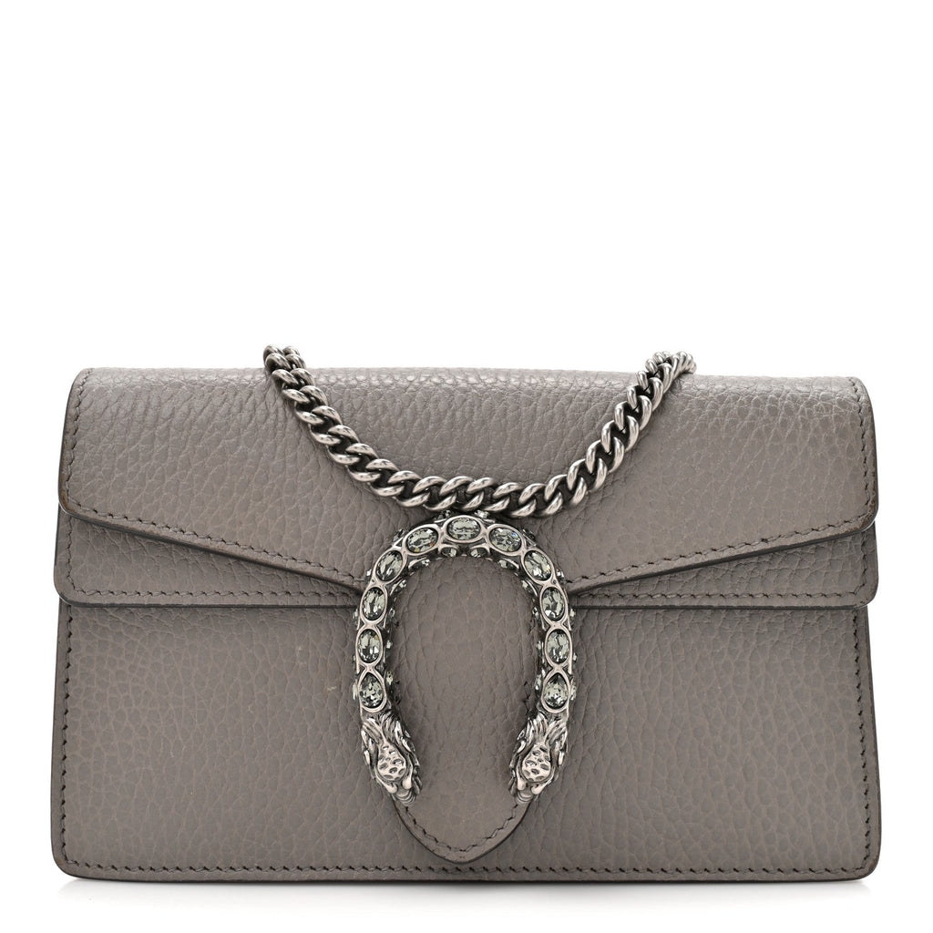 Dollar Calfskin Crystal Super Mini Dionysus Shoulder Bag Dusty Grey Black Diamond