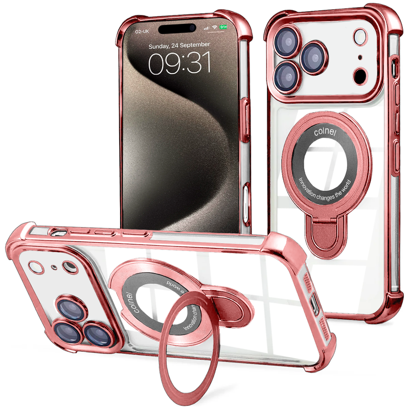 Entronix [Magnetic] Case Compatible with iPhone 17 Pro - [Clear Back] Luxury Glossy Gripstand