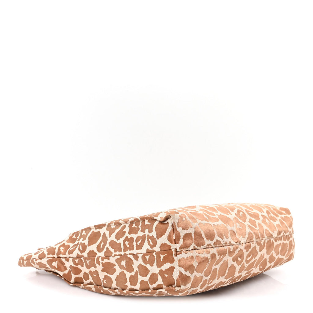 Jacquard Leopard Print Shopping Tote Brown