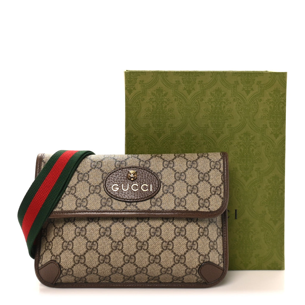 GG Supreme Monogram Neo Vintage Web Belt Bag Brown