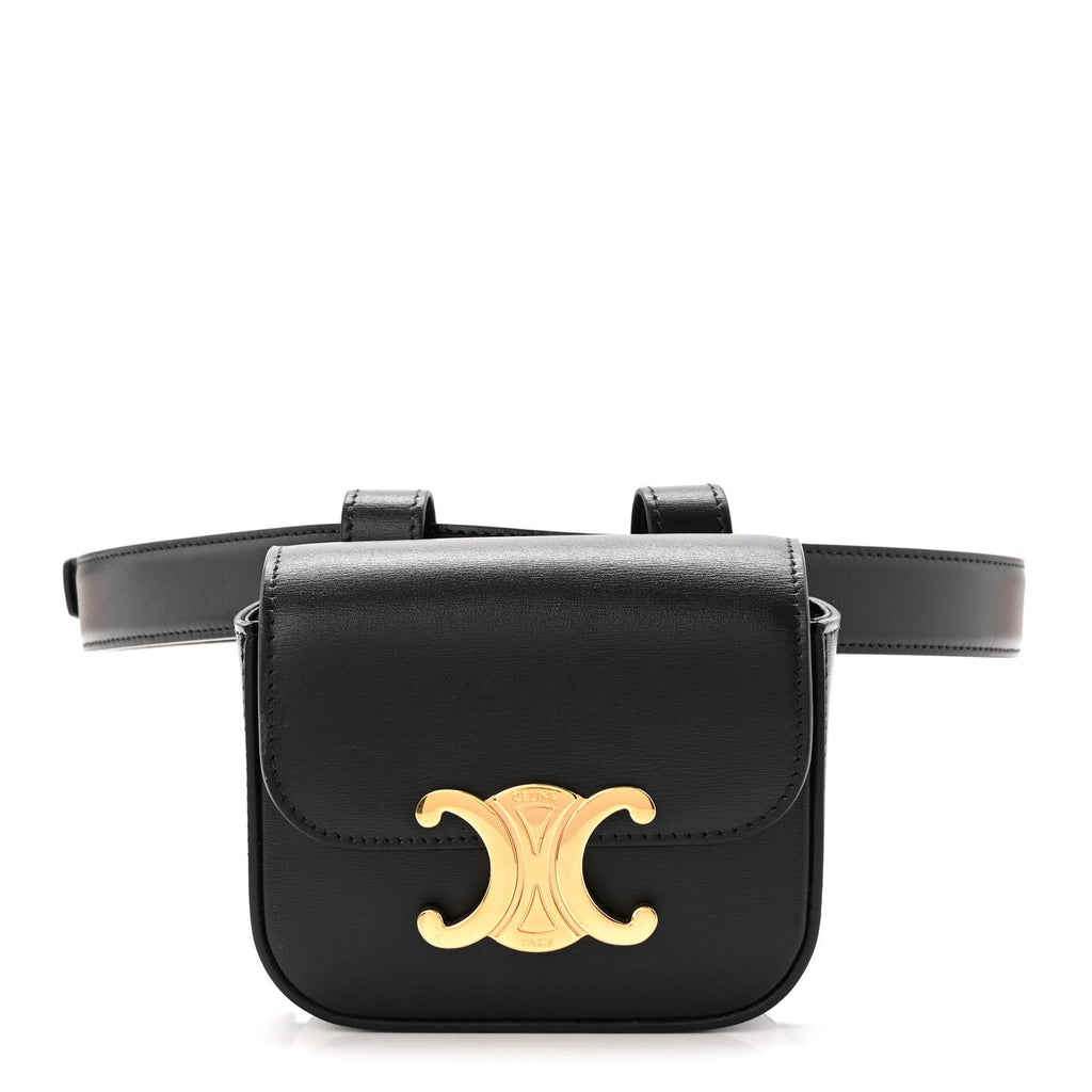 Shiny Calfskin Mini Claude Belt Bag 75 30 Black