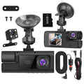 WiFi FHD 1080P Car Dash Cam 3 Channels Front Rear Inside Dash Camera with Loop Recording Reversing Visual 170° Wide Angle 64G Card Included
