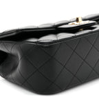Lambskin Quilted Mini Top Handle Rectangular Flap Black