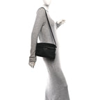 Re-Nylon Vela Saffiano Pocket Double Zip Shoulder Bag Black