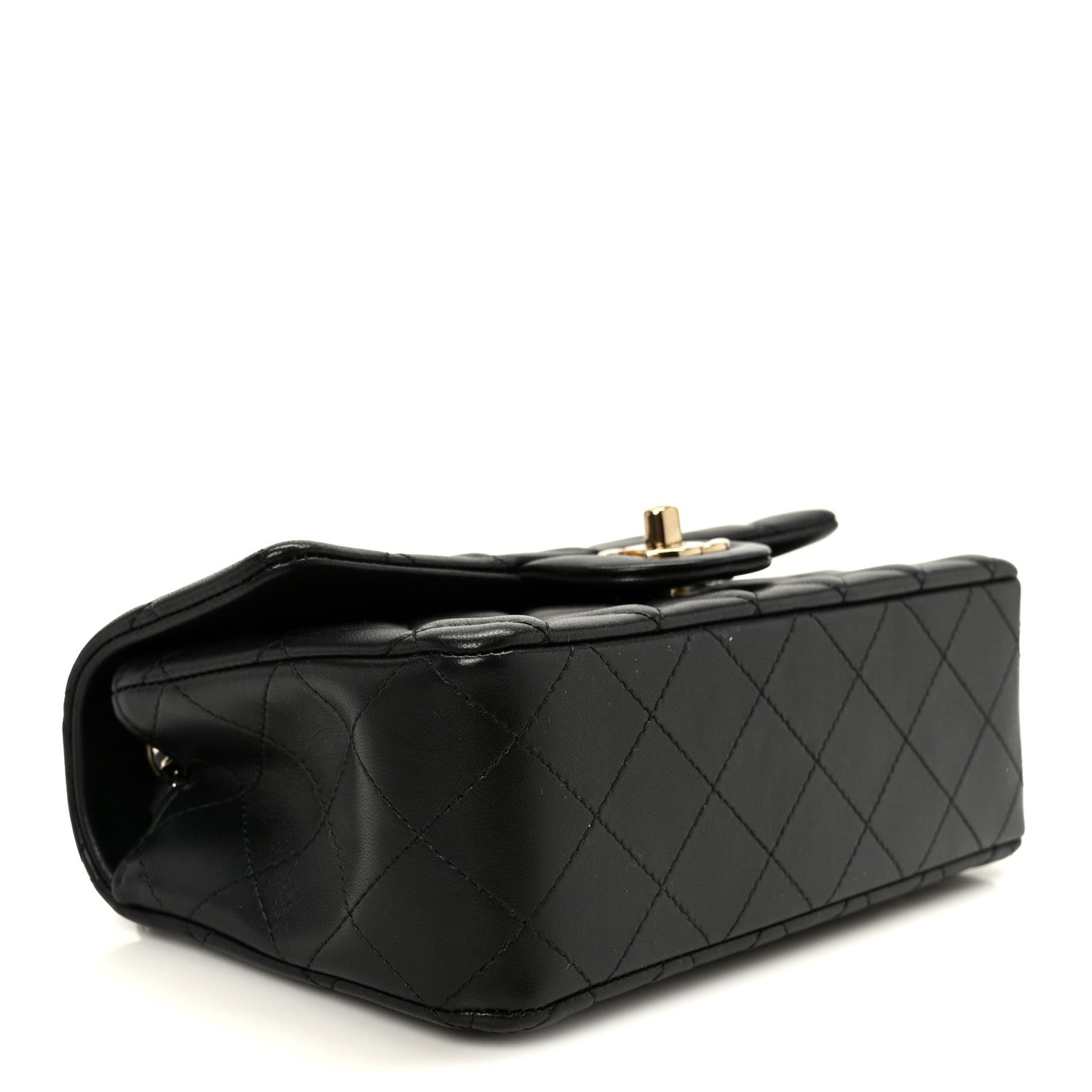 Lambskin Quilted Mini Rectangular Flap Black