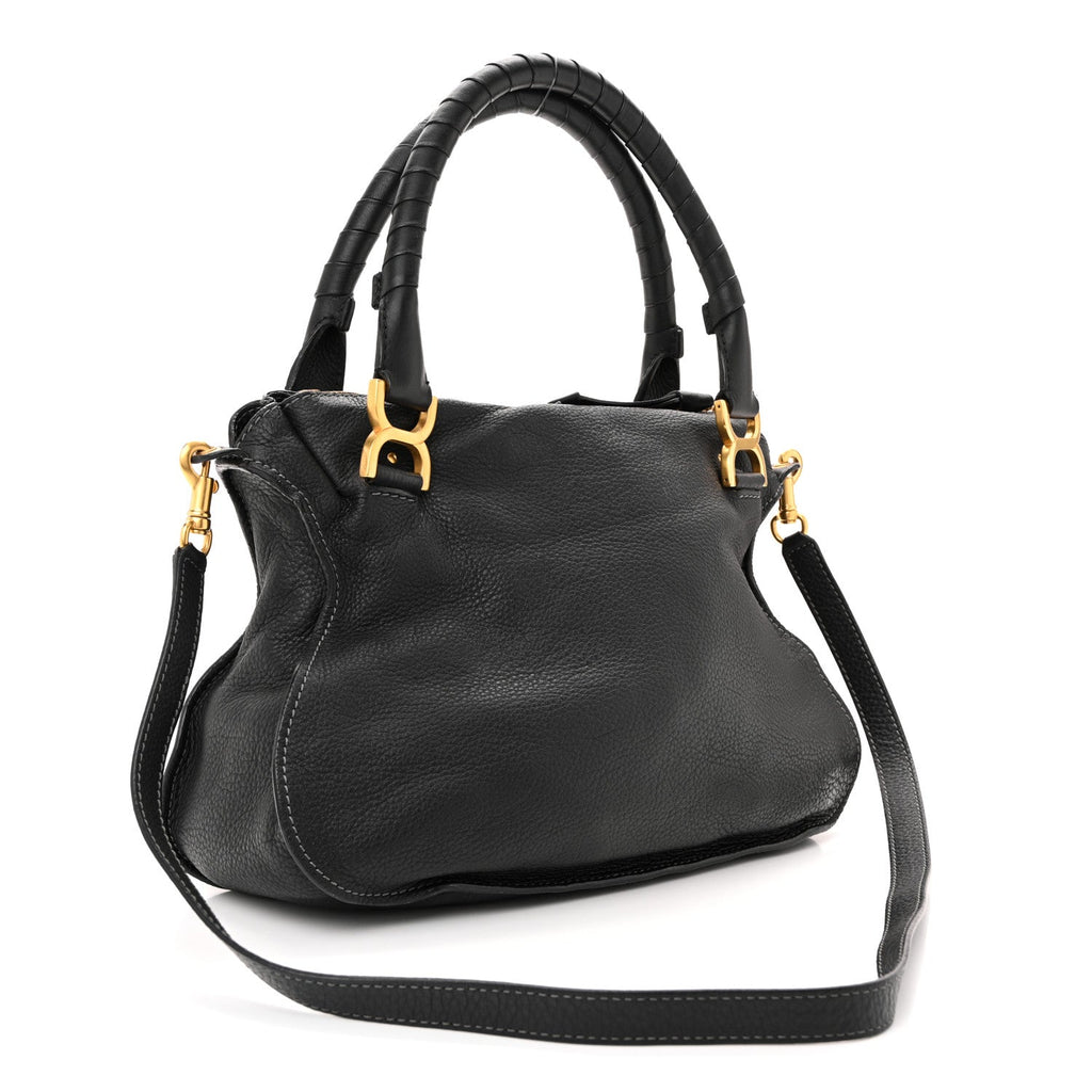 Calfskin Medium Marcie Satchel Black