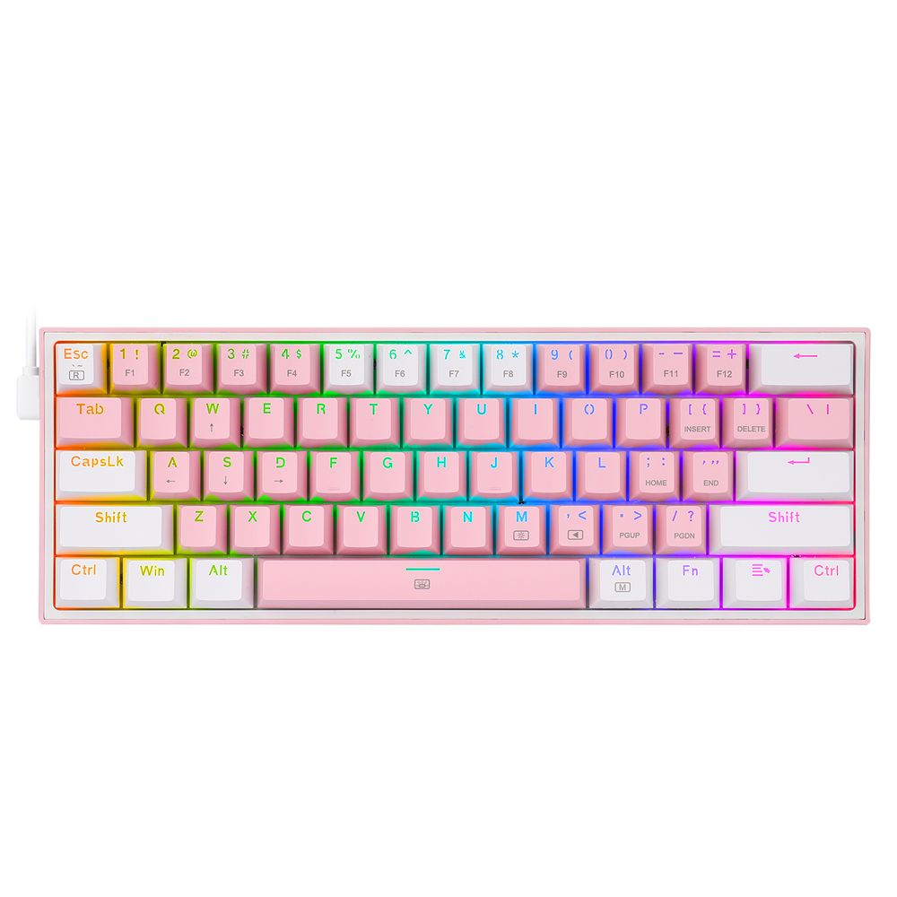 RGB USB Mini Mechanical Gaming Keyboard Red Switch 61 Keys Wired detachable cable; portable for travel