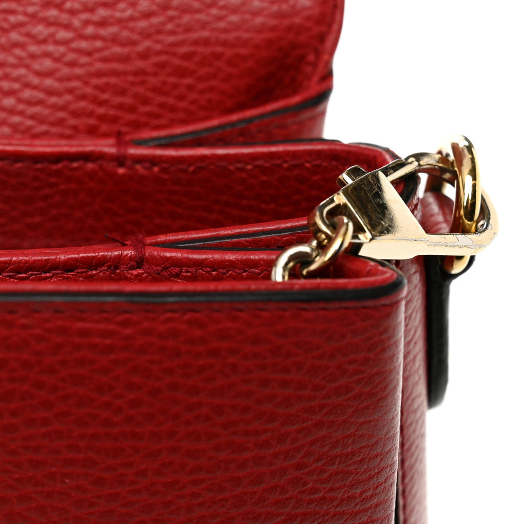 Dollar Calfskin Interlocking G Top Handle Shoulder Bag Red
